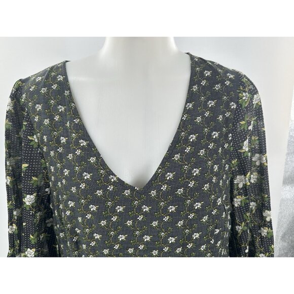 NWT Anthropologie Dress Maxi Cottage Core Green Floral Long Sleeve Tiers Ruffles - Picture 3 of 5
